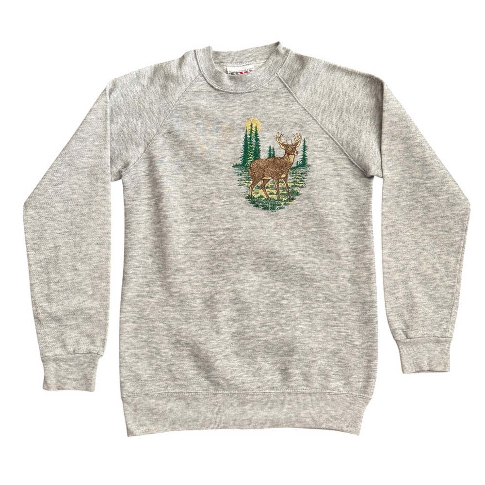 Gray Deer Embroidered Sweatshirt